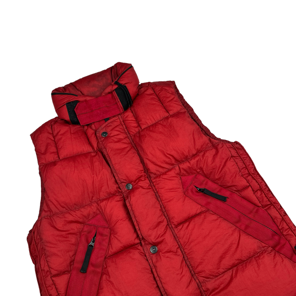 Stone Island 2009 Red Opaque Nylon Tela Down Gilet - Large