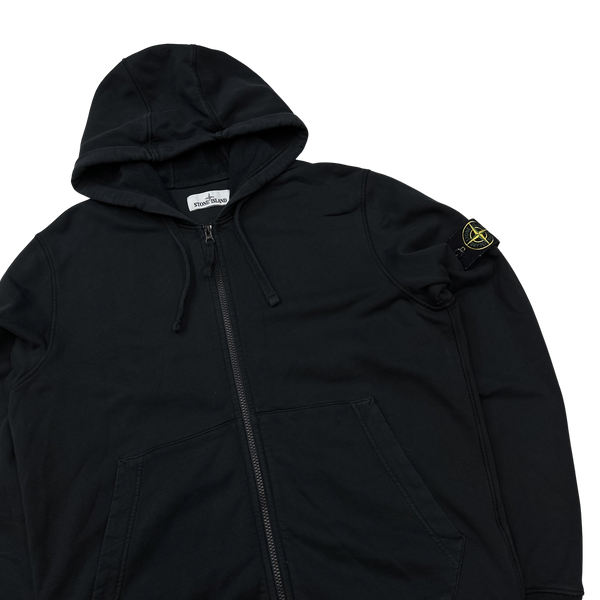 Stone Island 2020 Black Cotton Zipped Hoodie - Large