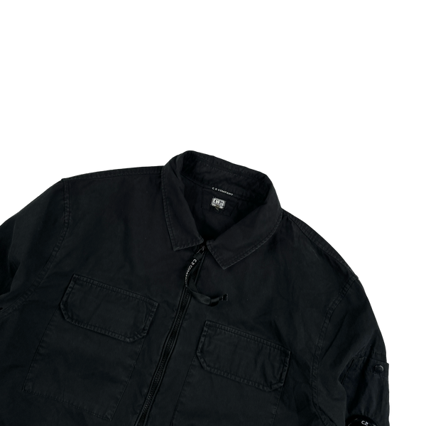 CP Company Black Zipped Cotton Overshirt - Small