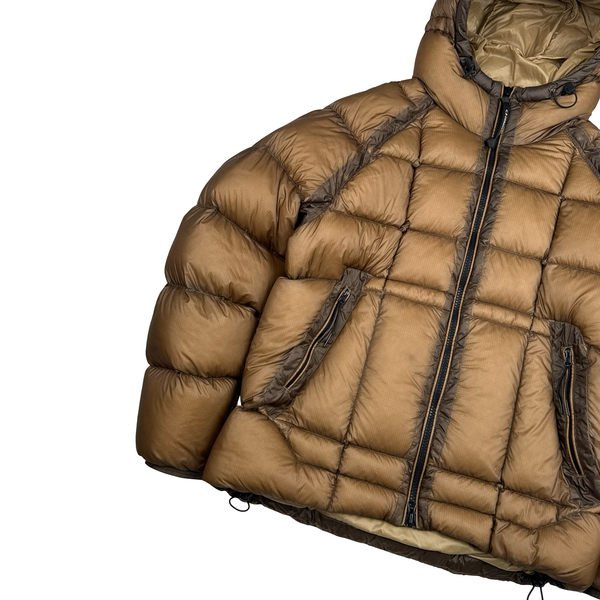 CP Company Brown Down Filled DD Shell Goggle Puffer Jacket - Large