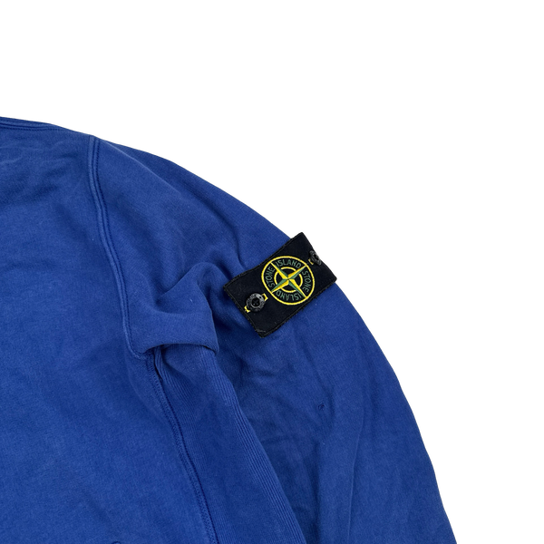 Stone Island Blue Cotton Zipped Hoodie - Large