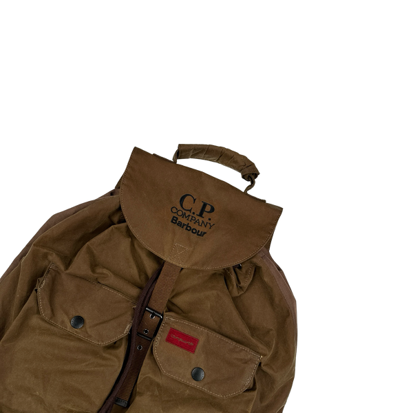CP Company x Barbour Brown Waxed Spellout Backpack