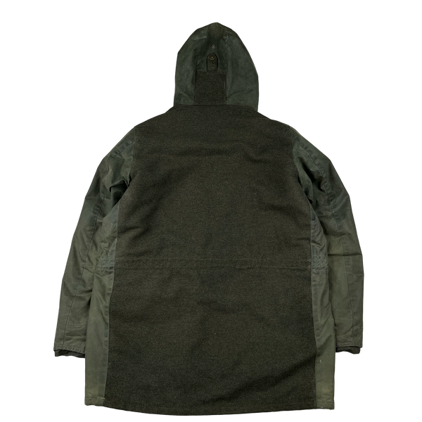 Barbour Green Cotton Flannel Lined Hooded Wax Jacket - XL