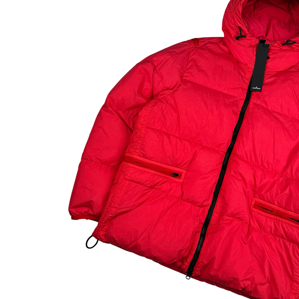 Stone Island 2022 Red Crinkle R-NY Down Puffer Jacket - Medium