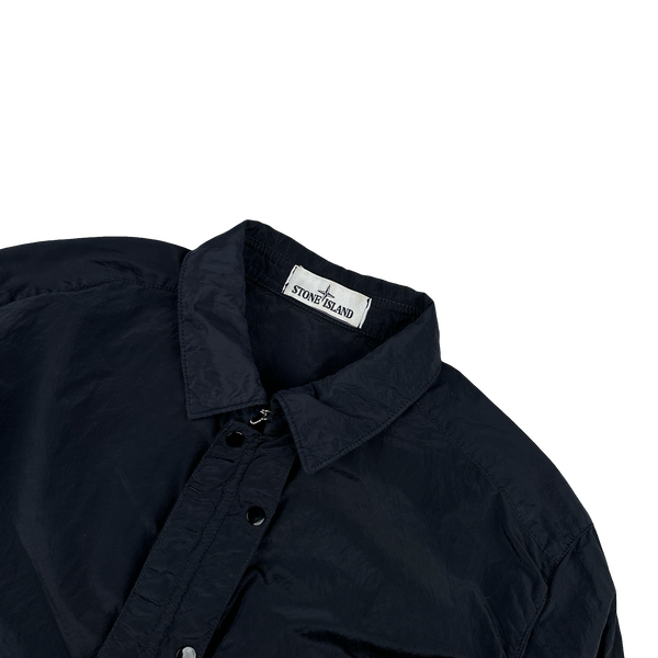 Stone Island Navy Blue Nylon Metal Shimmer Overshirt - Medium