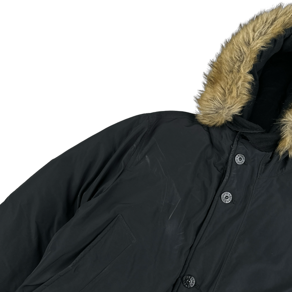 Stone Island 2018 Black Micro Reps Down Filled Parka Jacket - Large