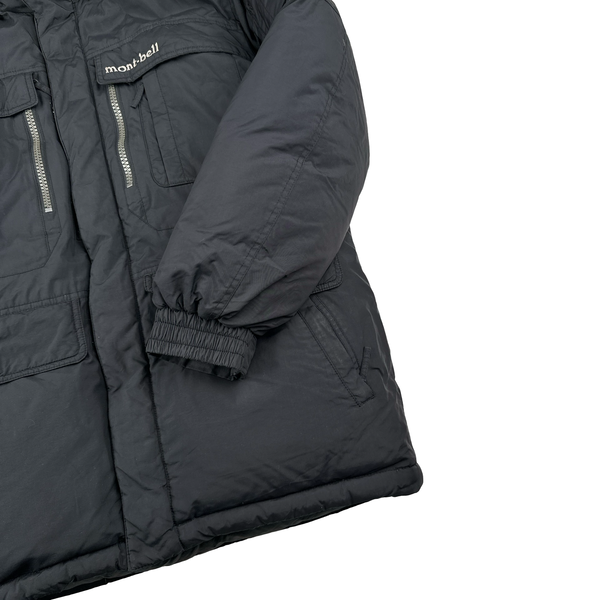 Montbell Down Filled Black Fur Hood Trim Puffer Jacket - Medium