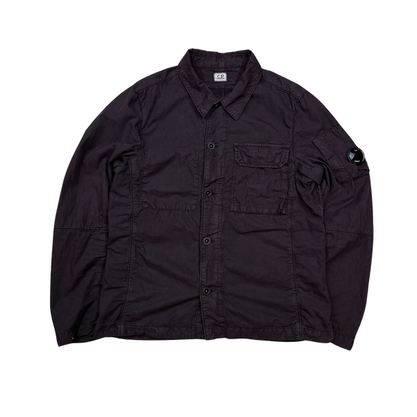 CP Company Burgundy Button Up Overshirt - Large