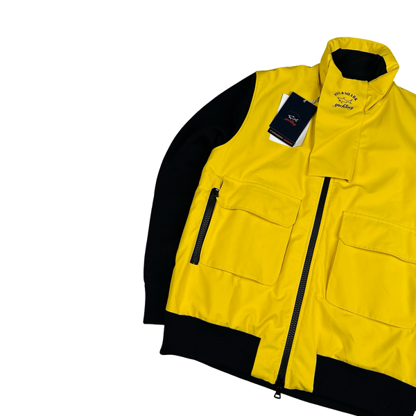 Paul & Shark Yellow Typhoon 20000 Waterproof Hybrid Nylon Knitted Jacket - Large