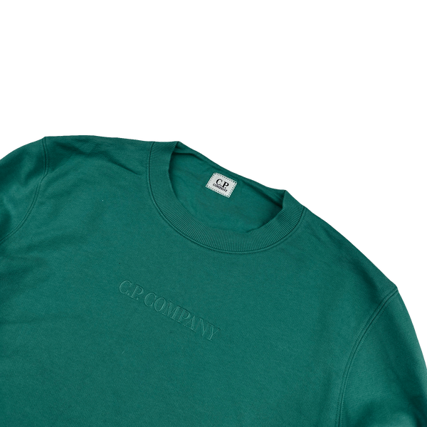 CP Company Teal Spellout Crewneck Sweatshirt - Small