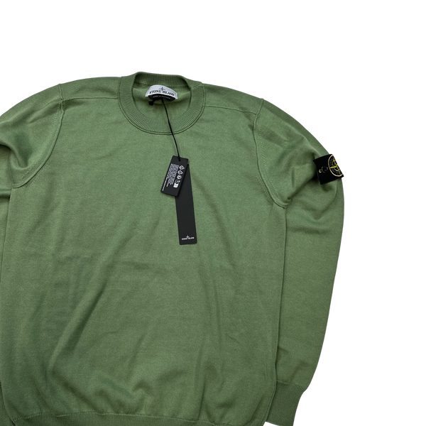 Stone Island 2023 Green Knitted Crewneck - Small