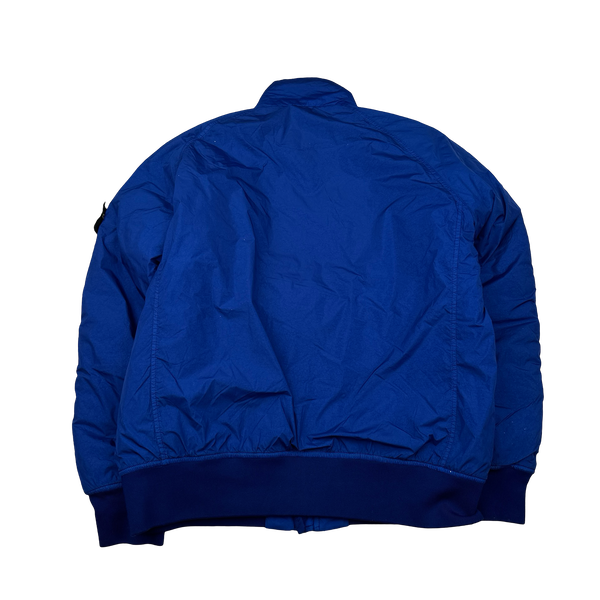 Stone Island 2015 Blue Crinkle Reps Padded Bomber Jacket - Large