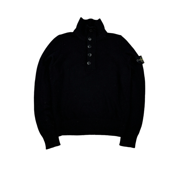 Stone Island 2011 Black Wool High Neck Jumper - Small