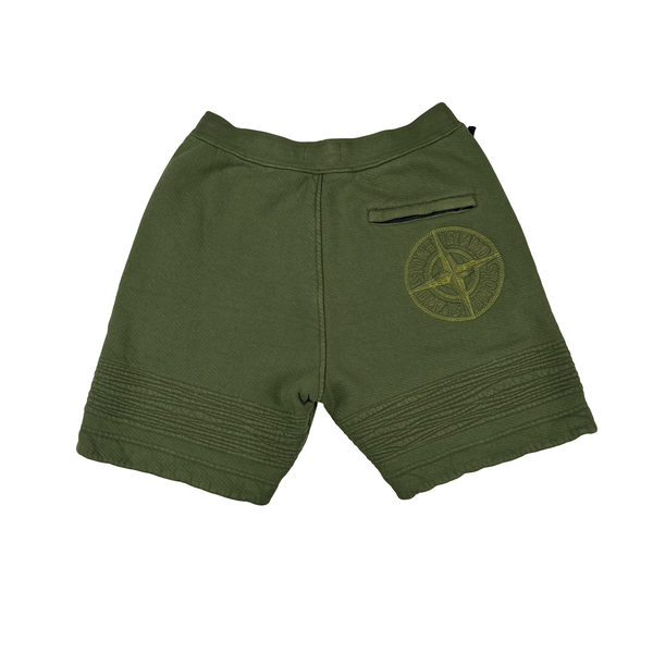 Stone Island 2022 Green Compass Thick Cotton Shorts - Medium
