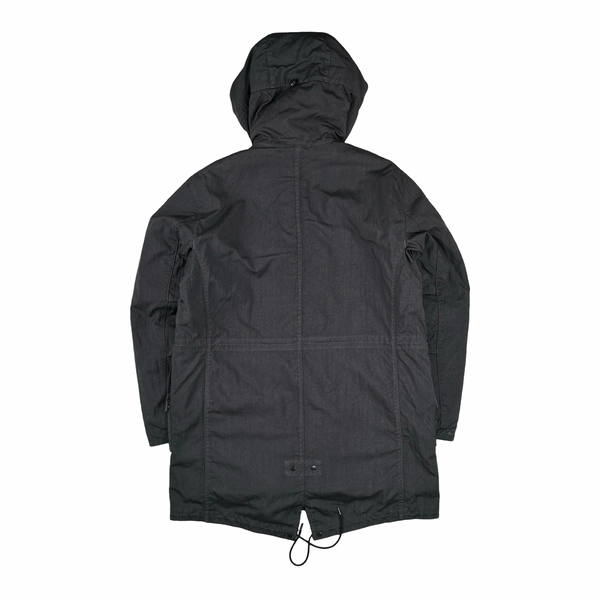 CP Company Grey Quartz Lens Viewer Long Fishtail Jacket - Large