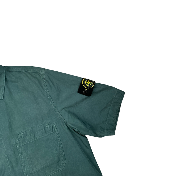 Stone Island 2023 Sea Green Cotton Cupro Short Sleeve Overshirt - Small