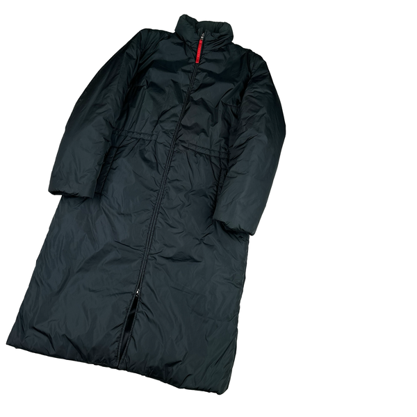 Prada Dark Emerald Green Nylon Padded Long Jacket - Small