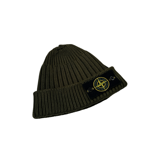 Stone Island 2011 Khaki Ribbed Wool Badge Beanie