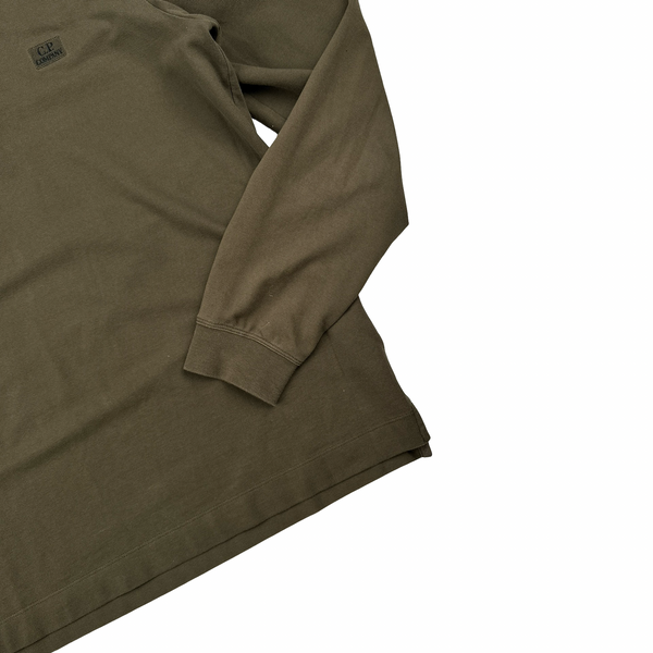 CP Company Khaki Cotton Quarter Zip Jumper - Large