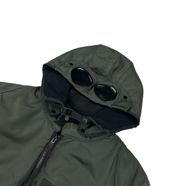 CP Company 2006 Dark Green Multi Pocket Nylon Wool Lined Goggle Jacket - XL