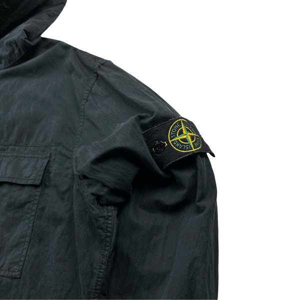 Stone Island Black Cotton Blend Multipocket Overshirt Jacket - Large