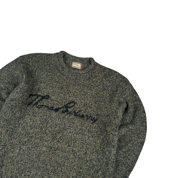 Burberry Green Knitted Spellout Jumper - XL