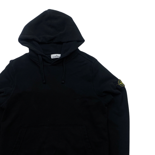 Stone Island Black Cotton Pullover Hoodie - Large