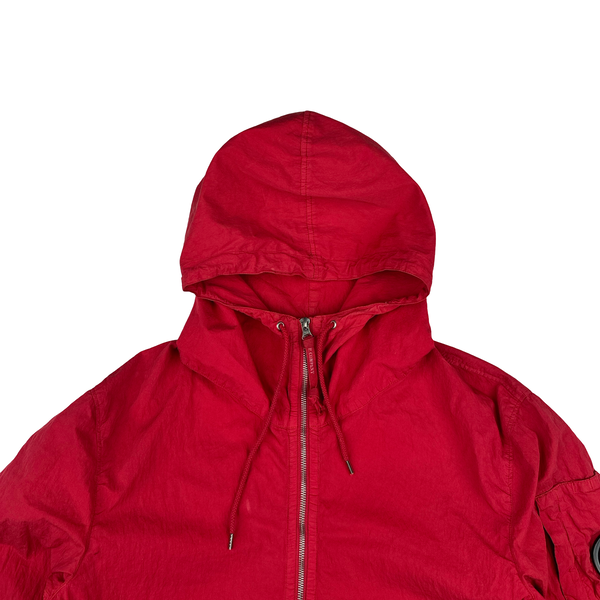 CP Company Red Cotton Lightweight Lens View Hooded Jacket - XXL