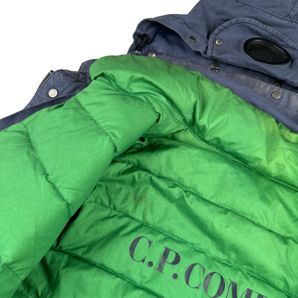 CP Company Japan Release Green Spellout Down Lined Goggle Multi Pocket Jacket - Medium
