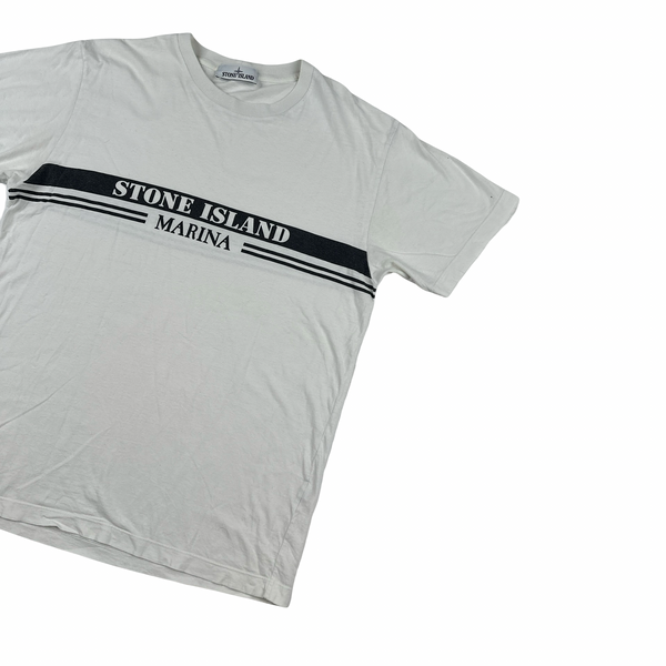 Stone Island 2017 Marina Black Spellout Cotton T Shirt - Large