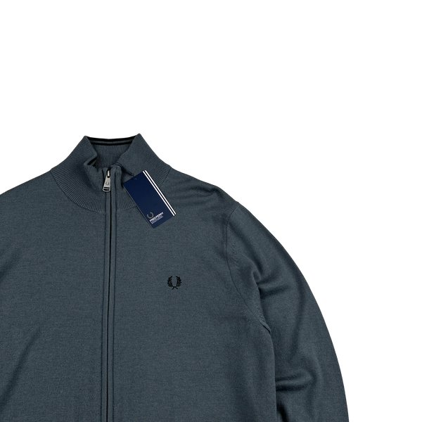 Fred Perry Charcoal Zipped Knit Jumper - Large