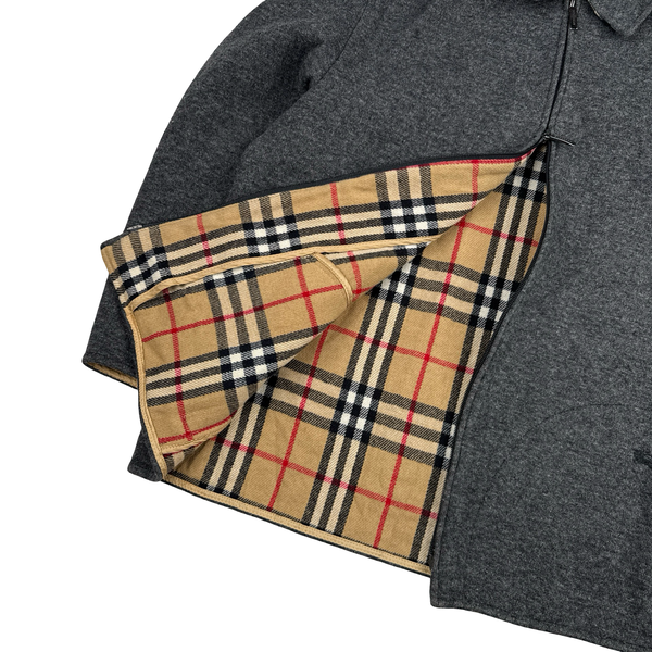 Burberry Grey Wool Nova Check Collar Lined Jacket - XL