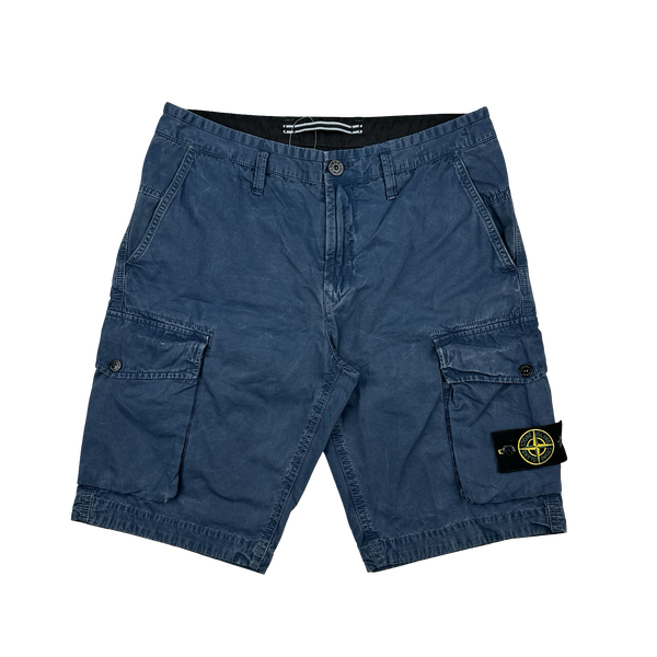 Stone Island 2020 Blue Cotton Cargo Shorts - 31"