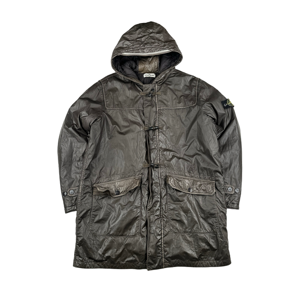 Stone Island 2012 Khaki Mussola Gommata Quilted Parka Jacket - 3XL
