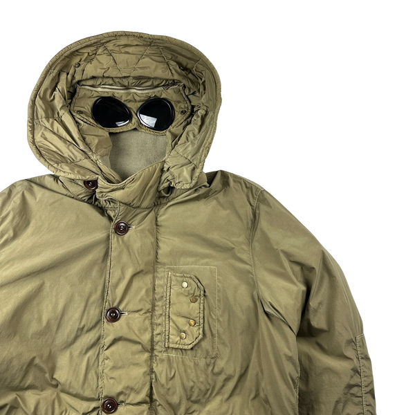 CP Company Khaki Nycra Down Filled Goggle Jacket - Large – Mat 