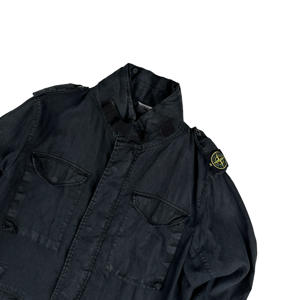 Stone Island 2005 Navy Shoulder Badge Lino Flax Dutch Rope Jacket - Medium