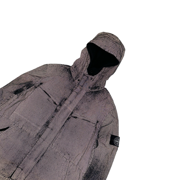 Stone Island 2016 Black Silver Pixel Reflective Hooded Jacket - Large