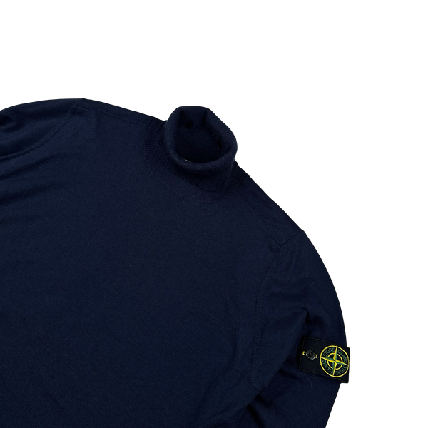 Stone Island 2020 Navy Roll Neck Wool Knit Jumper - XL