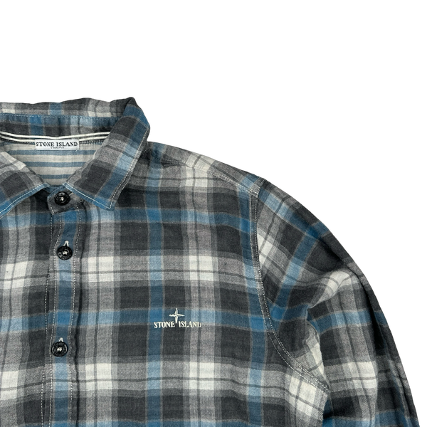 Stone Island 2011 Blue Cotton Plaid Buttoned Shirt - Medium