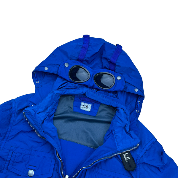 CP Company Blue Chrome Shimmer Goggle Multi Pocket Jacket - Medium
