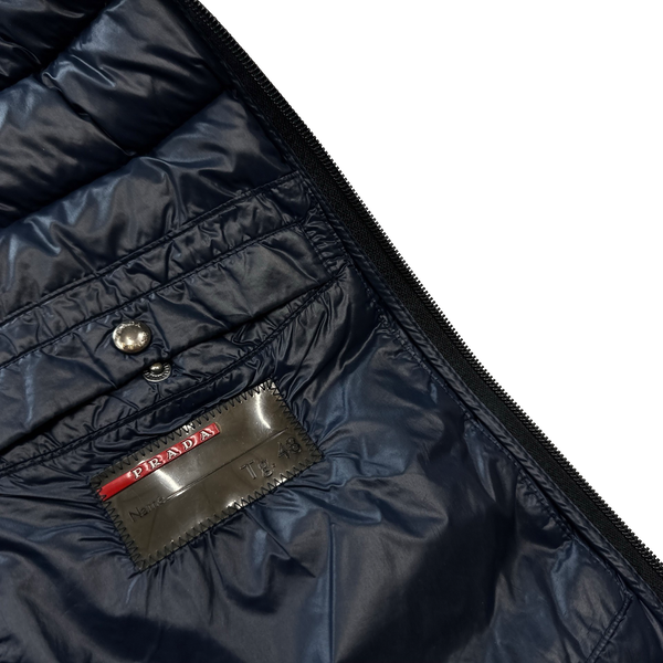 Prada Blue Zipped Puffer Jacket - Medium