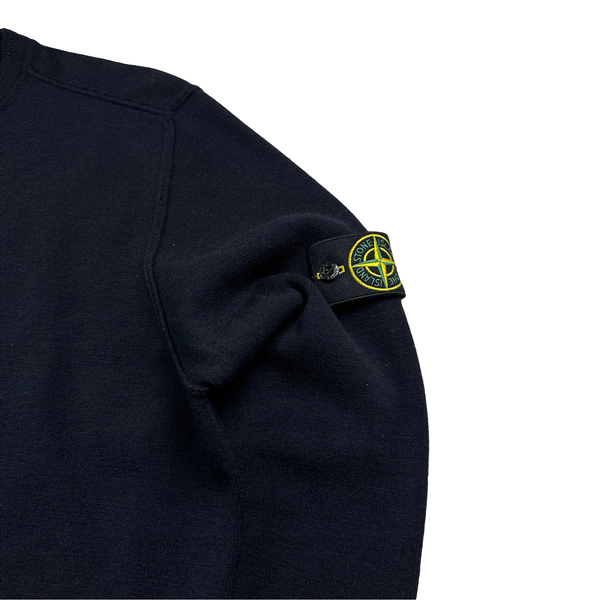 Stone Island 2023 Navy Thick Wool Crewneck Jumper - 3XL