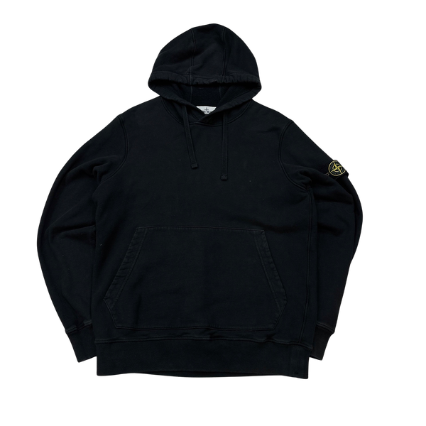 Stone Island 2020 Black Cotton Pullover Hoodie - Large