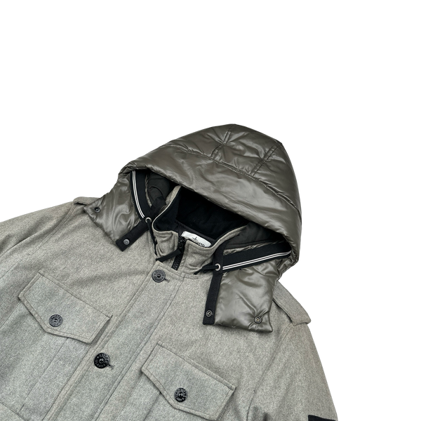 Stone Island 2014 Grey Ice Wool Blend Down Jacket - XL