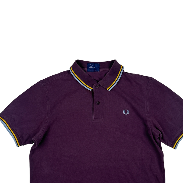 Fred Perry Purple Short Sleeve Piped Polo Shirt - Large