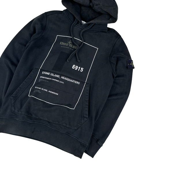 Stone Island 2018 Black Graphic Pullover Hoodie - Medium