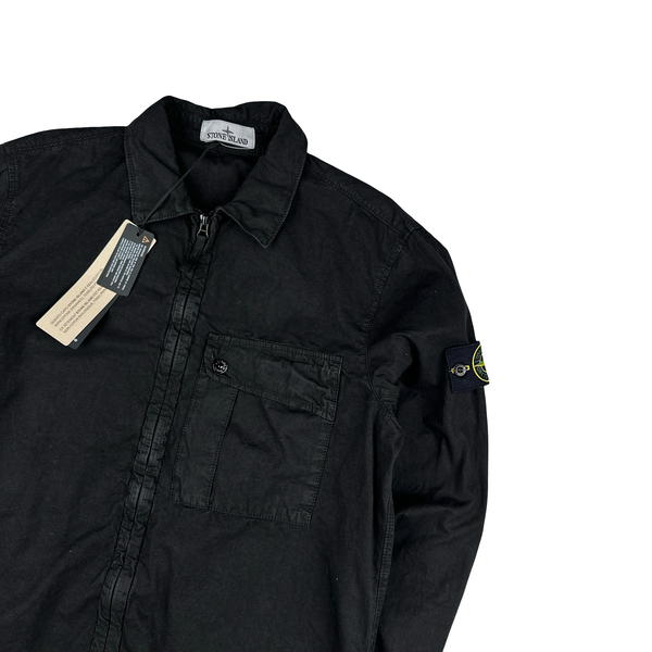 Stone Island 2024 Black Garment Dyed Overshirt - Large