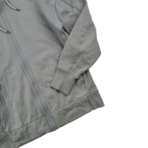 CP Company Grey Cotton Goggle Hoodie - Small