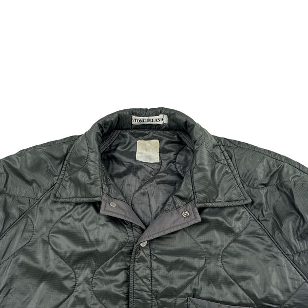 Stone Island 1999 Vintage Khaki Buttoned Quilted Jacket - Large