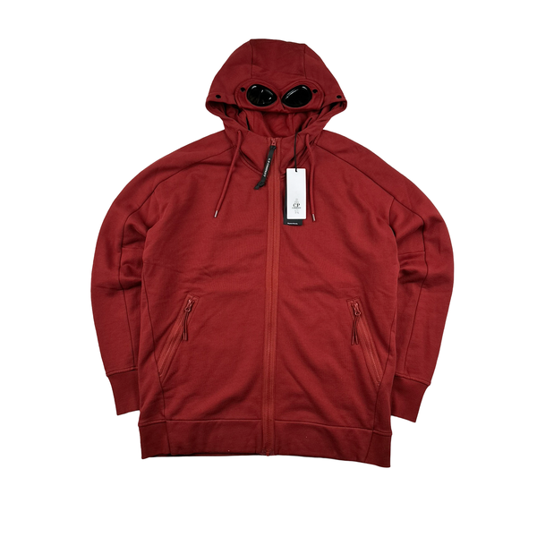 CP Company Burgundy Cotton Goggle Hoodie